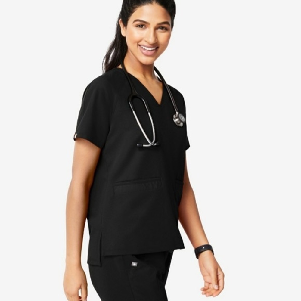 Figs Large Black Delmas Scrub Top